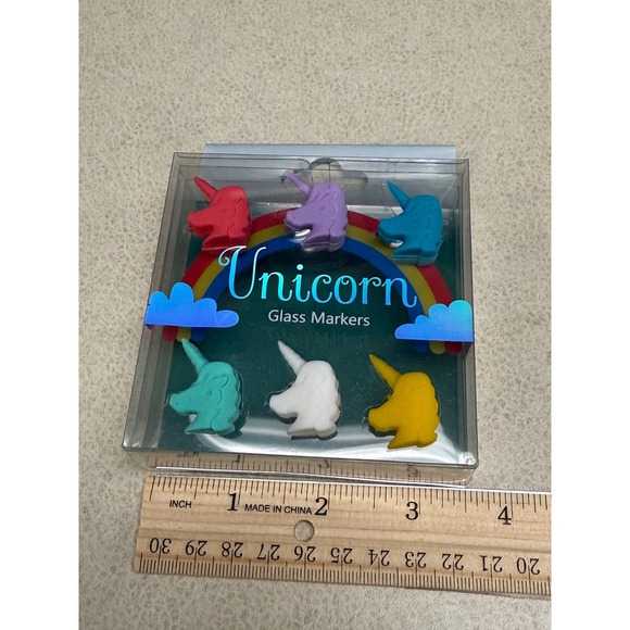 Unicorn Glass Markers Set Drink Charms Party Favors Wine Glasses - Picture 6 of 7